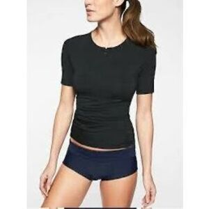 ATHLETA Women’s Black Pacifica Wrap Short Sleeve Top Size Small Style #292945